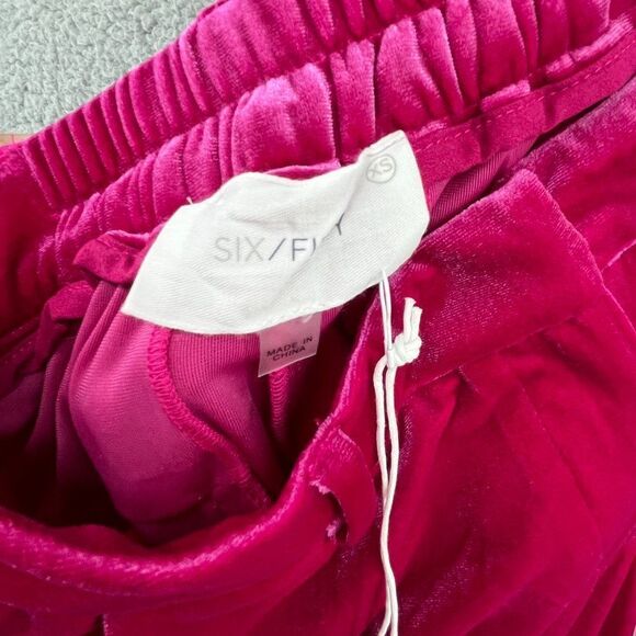 NWT SIX/FIFTY bright pink velour pants comfy barbie size extra small - Picture 11 of 14